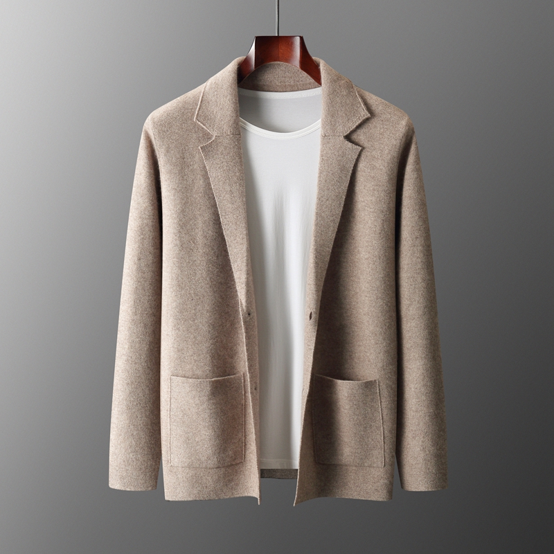 Wool Suit Jacket - 100% Merinowollen Herenpak Kraag Gebreid Vest