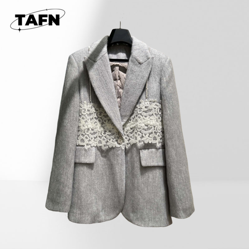 Wool Suit Jacket - Dames Klassieke geruite blazer Stijlvol pakjack