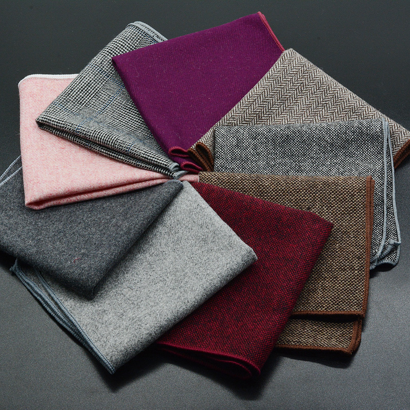 Pocket Square Set - Klassieke Wollen Pocket Vierkante 25Cm Effen