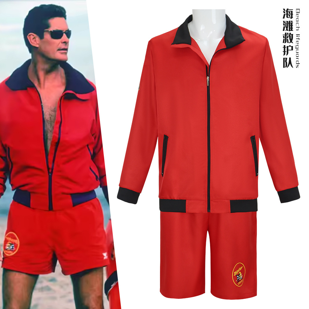 Men'S Formal Beach Wear - Baywatch karakter rood badpak jas shorts