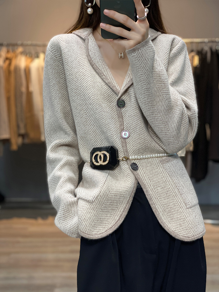 Wool Suit Jacket - Herfst Winter Vrouwen Pure Cashmere Wollen