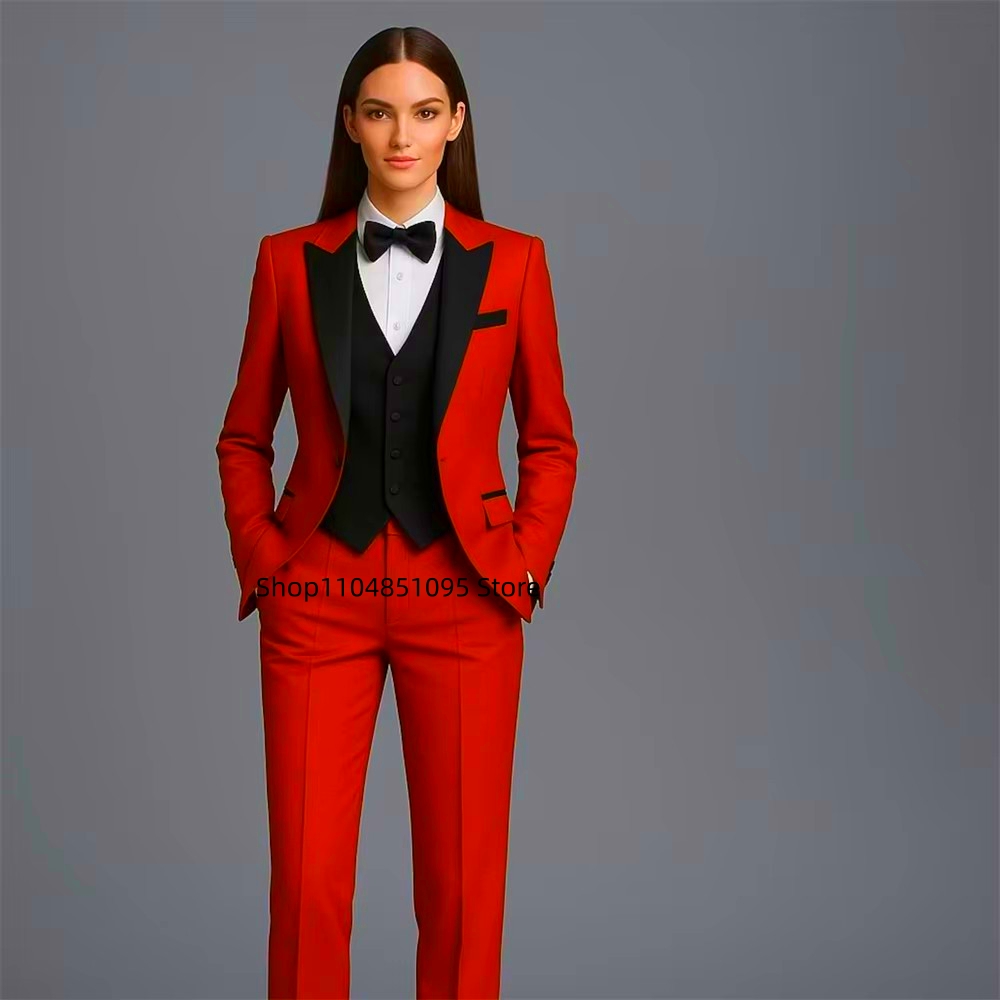 Wool Suit Jacket - Effen modepak voor dames, 3-delig, jas,