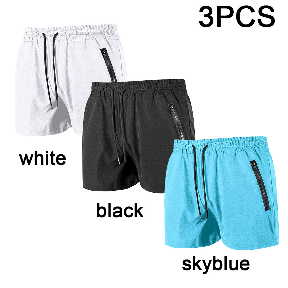 Men'S Formal Beach Wear - 3 STKS Zwembroek met Ritszakken Mesh