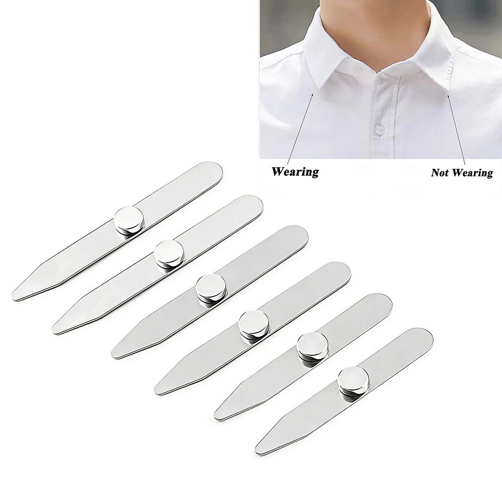 Collar Stay Metal - 6 stuks duurzame roestvrijstalen kraagsteunen magnetisch