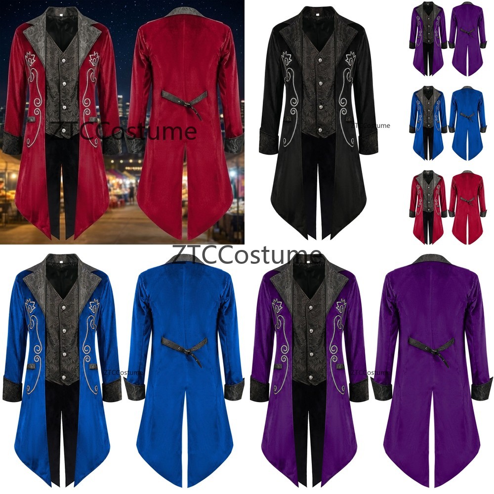 Men'S Medieval Formal Wear - Steampunk Victoriaanse slipjas Middeleeuws cosplaykostuum Vintage